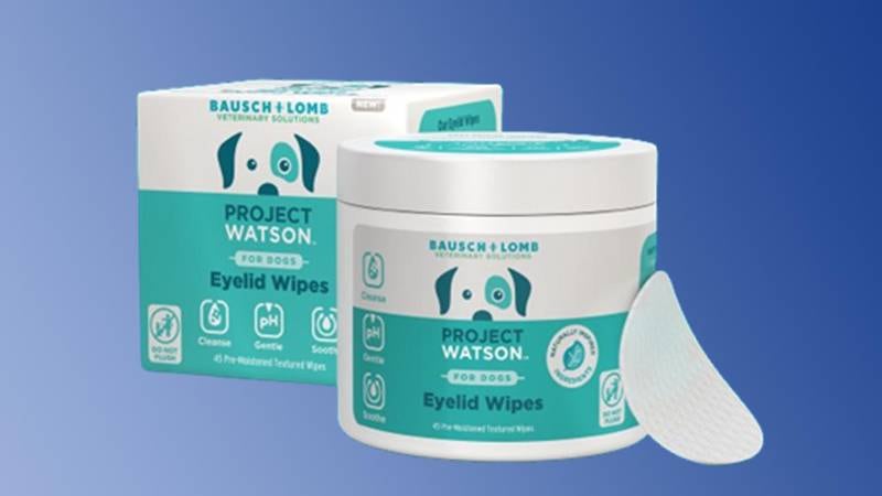 Containers of eyelid wipes for dogs.